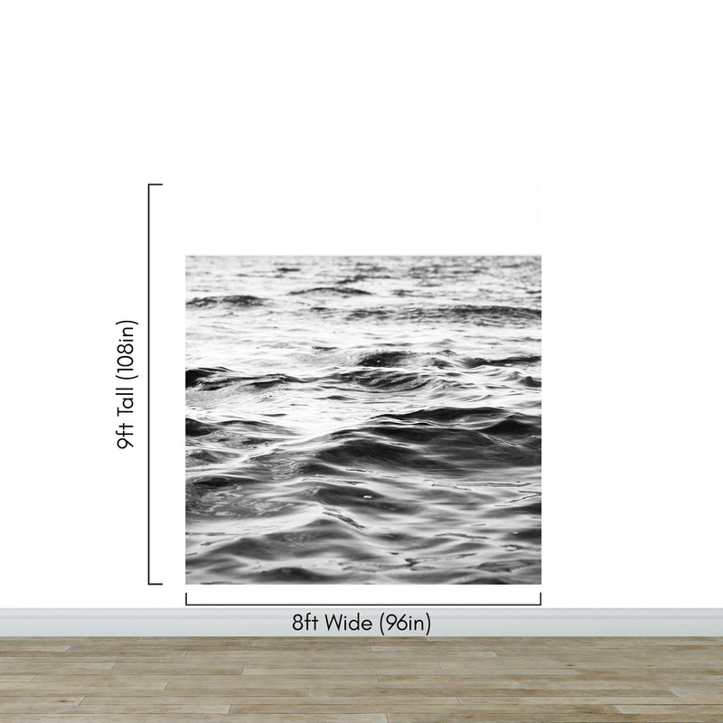 Black and White Ocean Wave Wallpaper. Peel and Stick Wall Mural.