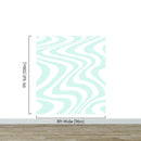 Mint Color Swirly Lines Abstract Wallpaper Mural.