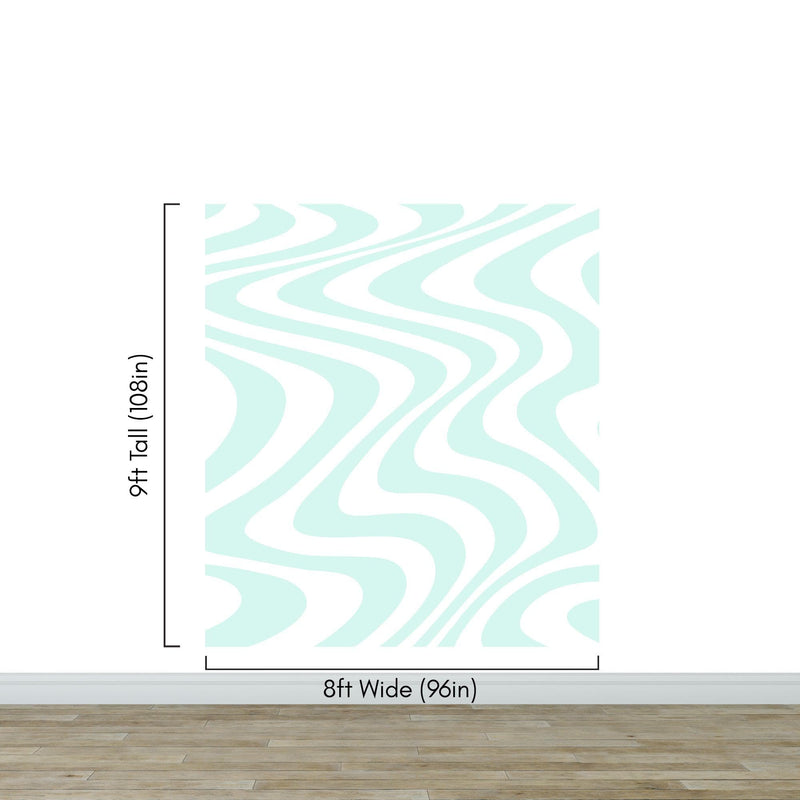 Mint Color Swirly Lines Abstract Wallpaper Mural.