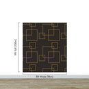 Dark Brown and Gold Square Geometric Pattern Peel and Stick Wallpaper | Removable Wall Mural