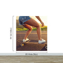 Skater Girl Wallpaper. Tropical Vibe Wall Mural.