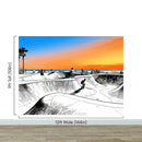 Vibrant Illustration of Skate Park Sunset Wall Mural.