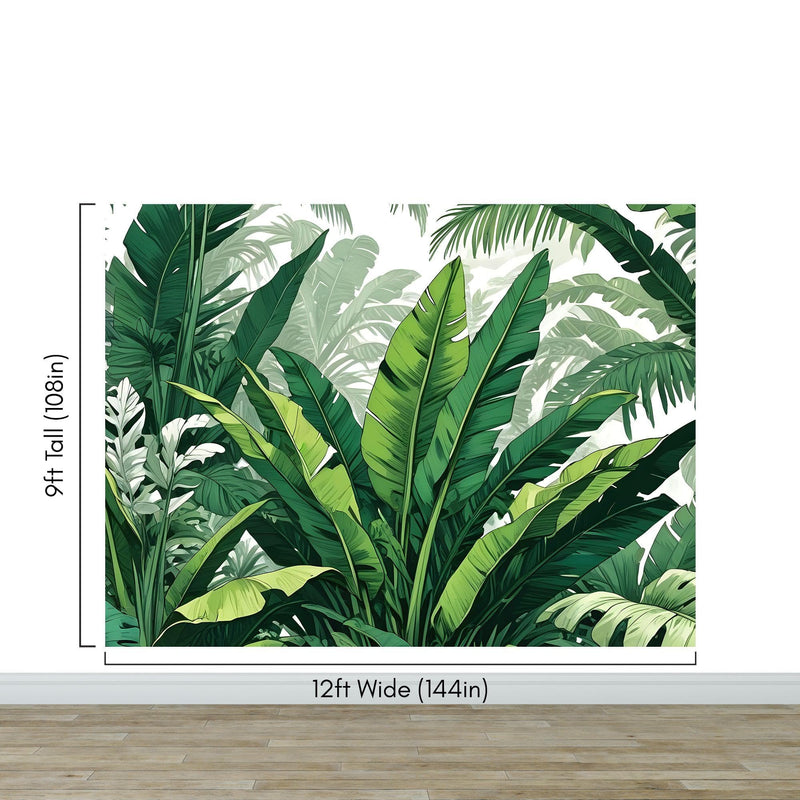 Rainforest Jungle Wallpaper. Banana Leaf Wall Mural.