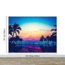Tropical Night Wallpaper Mural – Miami Sunset Over Resort Pool & Beach.