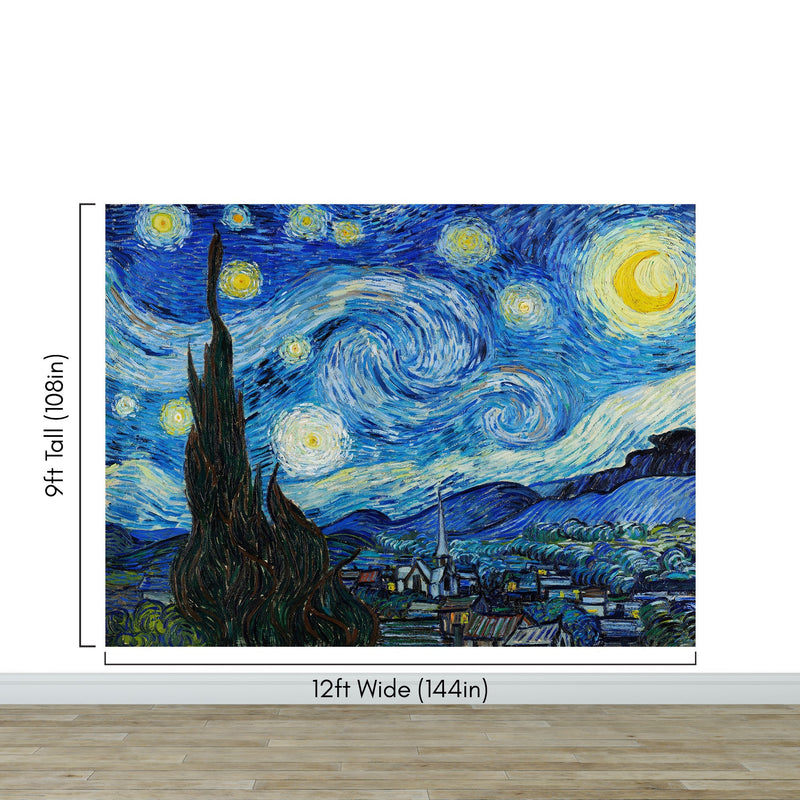 Vincent Van Gogh's The Starry Night Painting Wallpaper Mural.