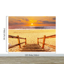 Yellow Sunset on Beach Wallpaper Mural.