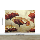 Sepia Poppies Flower Wall Mural. Vintage Botanical Wallpaper.