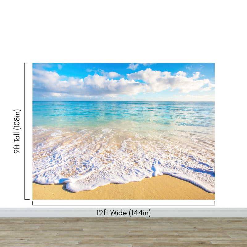 Ocean Beach Shore Wallpaper Mural. Tropical Theme Wall Decor.