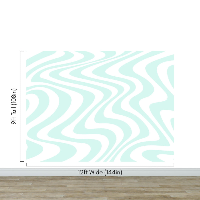 Mint Color Swirly Lines Abstract Wallpaper Mural.