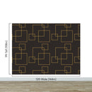 Dark Brown and Gold Square Geometric Pattern Peel and Stick Wallpaper | Removable Wall Mural