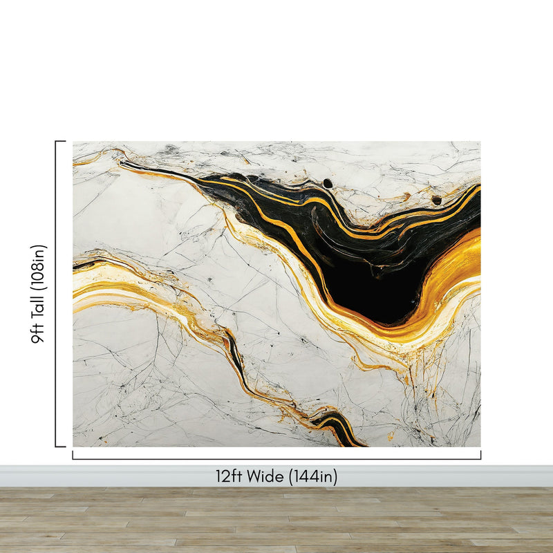 Luxurious Marble Wallpaper. Gold and Black Marble Slate Wall Mural.