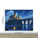 Magical Hogwarts Castle Twilight Wallpaper Mural. Wizardly World Fantasy Theme Wall Art.