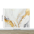 Gold Ink Splash on White Marble Slate Wall Mural Wallpaper