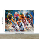 Cyclist Race Wallpaper Mural. Colorful Painting.