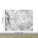 Tree Rings Wallpaper Mural. Black and White  Modern Wood Grain Circle Pattern.