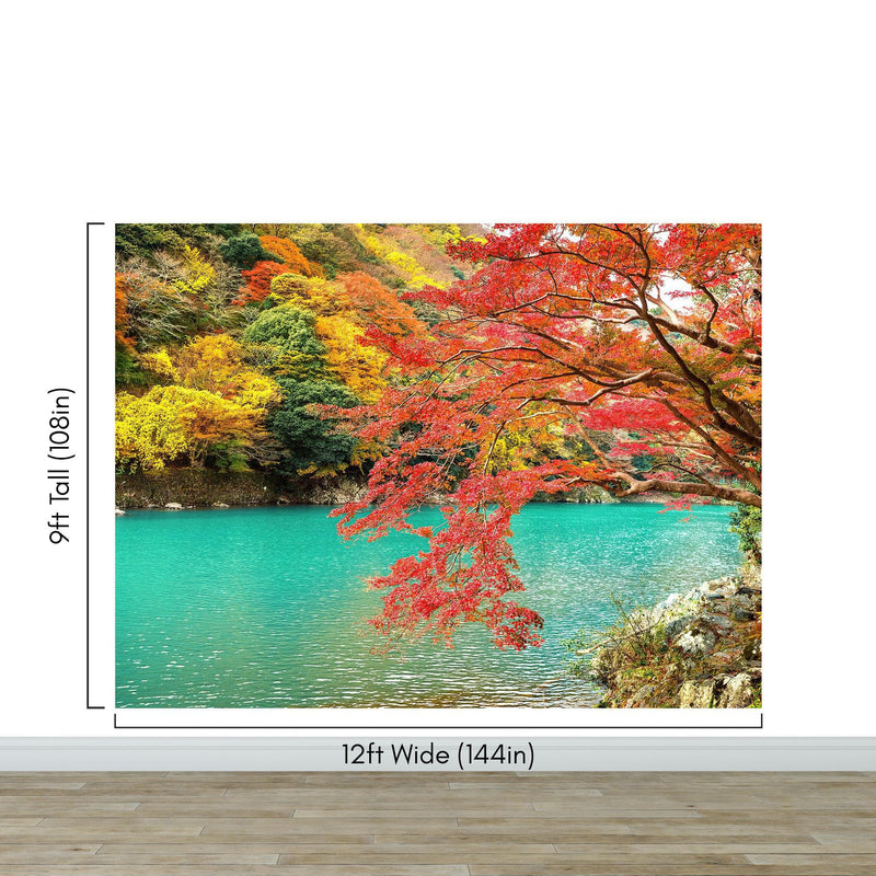 Colorful Teal Water Lake View Landscape Wallpaper Mural.