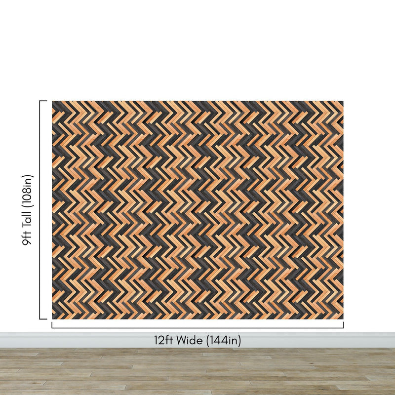 Modern Design Wooden Zigzag Panel Wallpaper Mural.