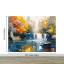 Tropical Waterfall Colorful Painting Wallpaper Mural.