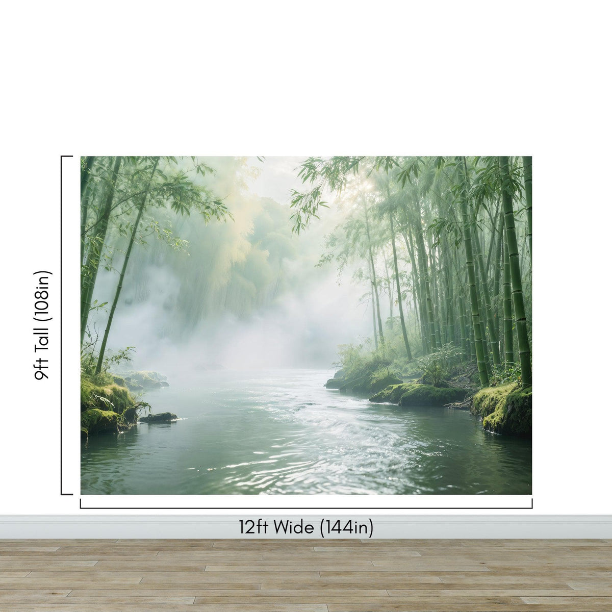 Foggy Bamboo Forest River Wallpaper Mural. #6986, photo 8 of 11