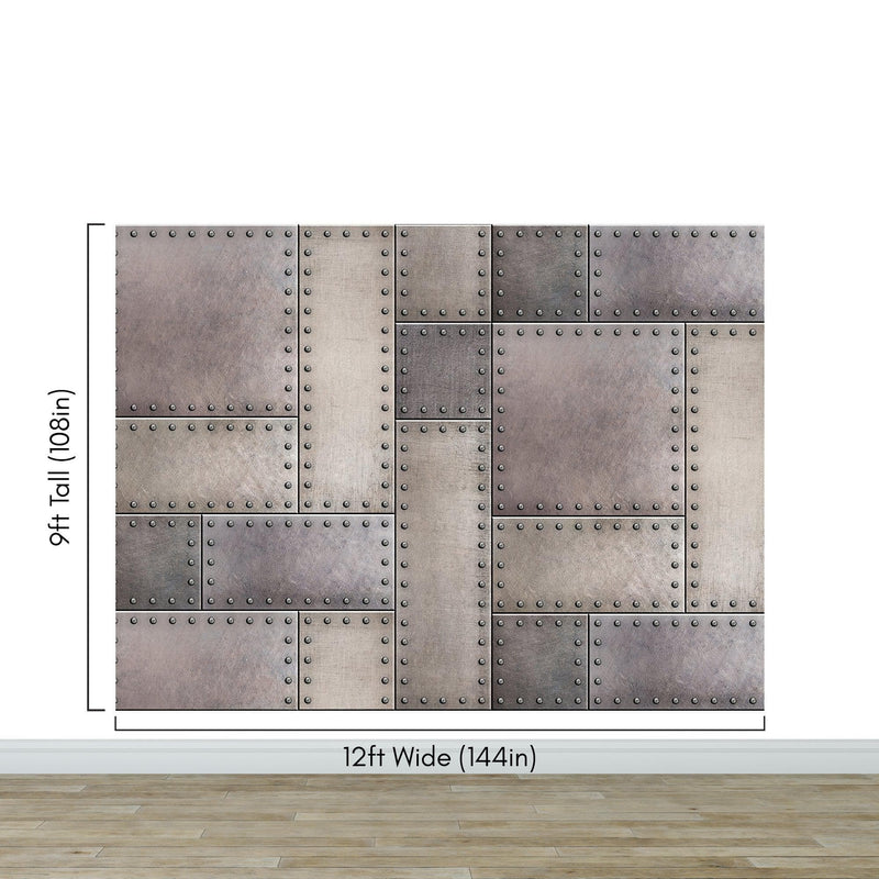 Rustic Metal Steel 3D Wallpaper Mural.