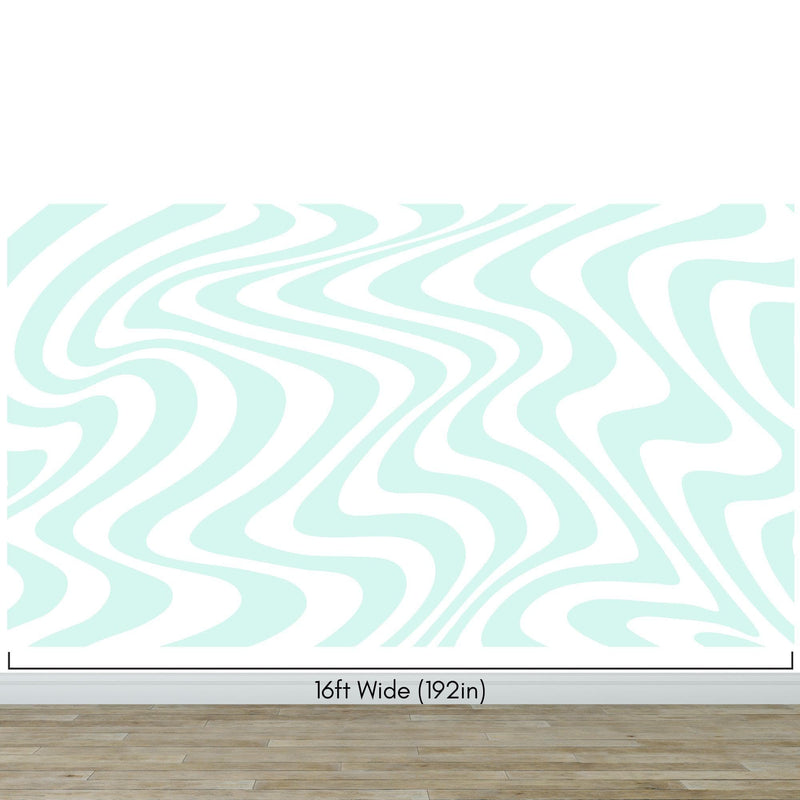 Mint Color Swirly Lines Abstract Wallpaper Mural.