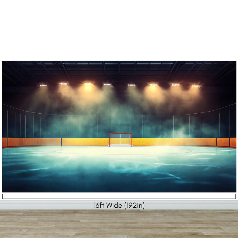 Hockey Rink Wallpaper Mural. Sports Theme Decor.