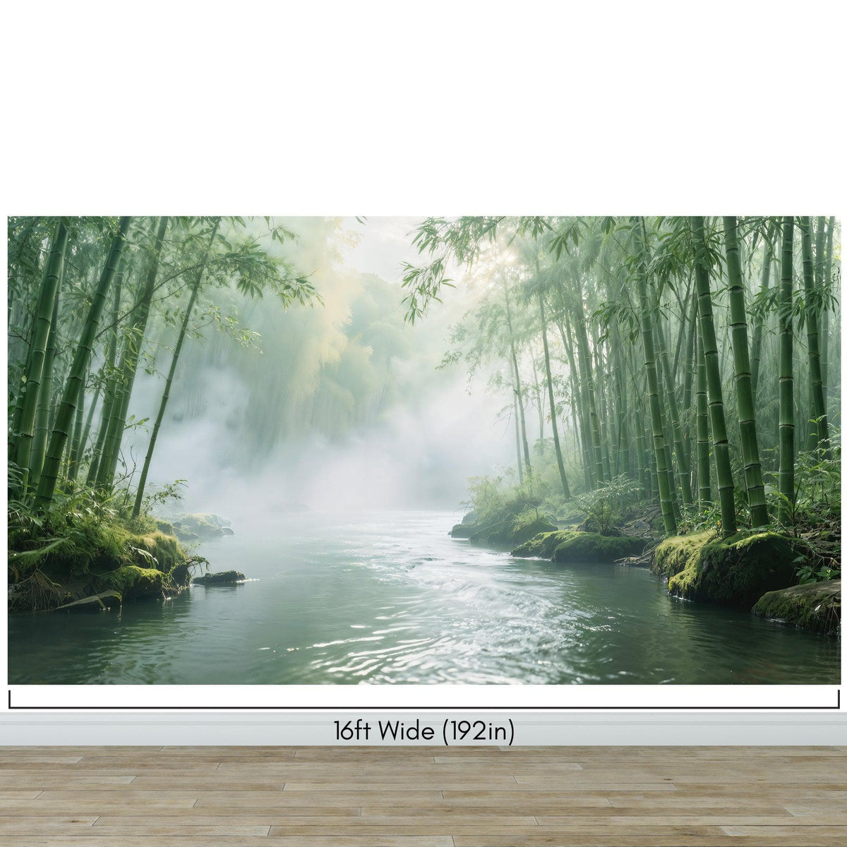 Foggy Bamboo Forest River Wallpaper Mural. #6986, photo 9 of 11
