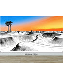 Vibrant Illustration of Skate Park Sunset Wall Mural.