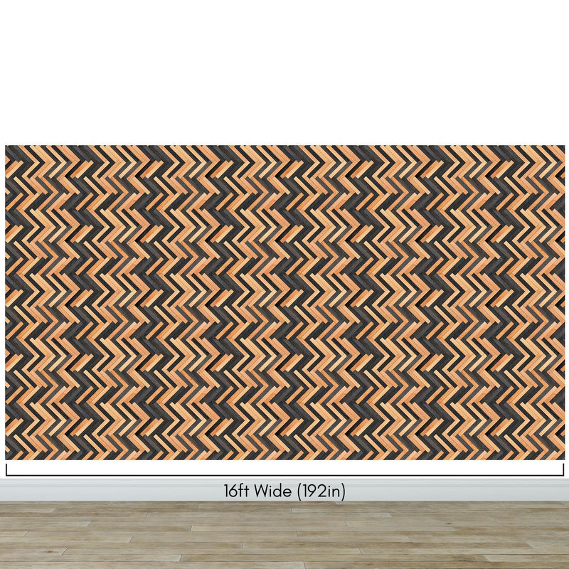 Modern Design Wooden Zigzag Panel Wallpaper Mural.