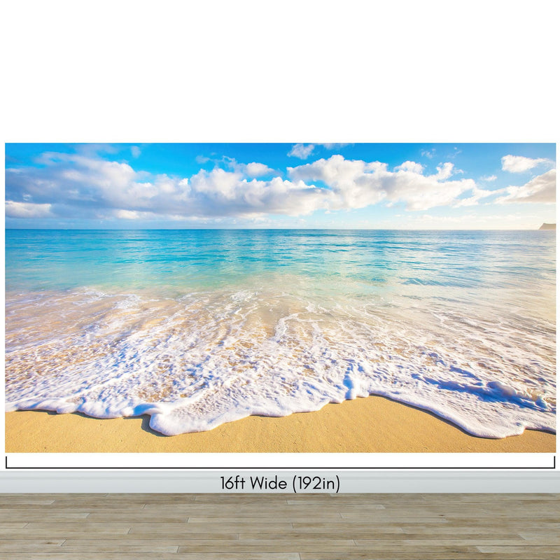 Ocean Beach Shore Wallpaper Mural. Tropical Theme Wall Decor.