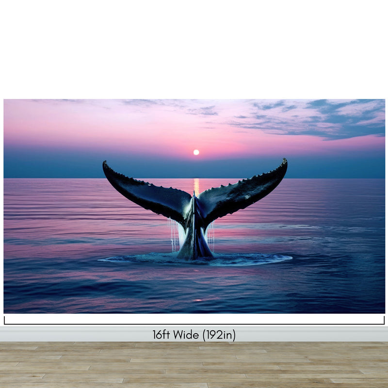 Whale Tail Wall Mural. Ocean Wallpaper.