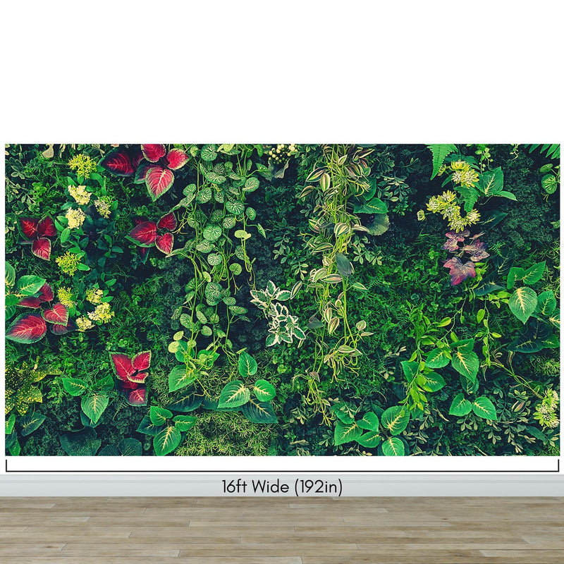 Greenery Jungle Bush Wallpaper Mural. Tropical Leaves / Fern Wallpaper.