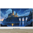 Magical Hogwarts Castle Twilight Wallpaper Mural. Wizardly World Fantasy Theme Wall Art.