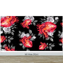 Valentines Hearts and Roses Watercolor Pattern Wall Mural. Black background.