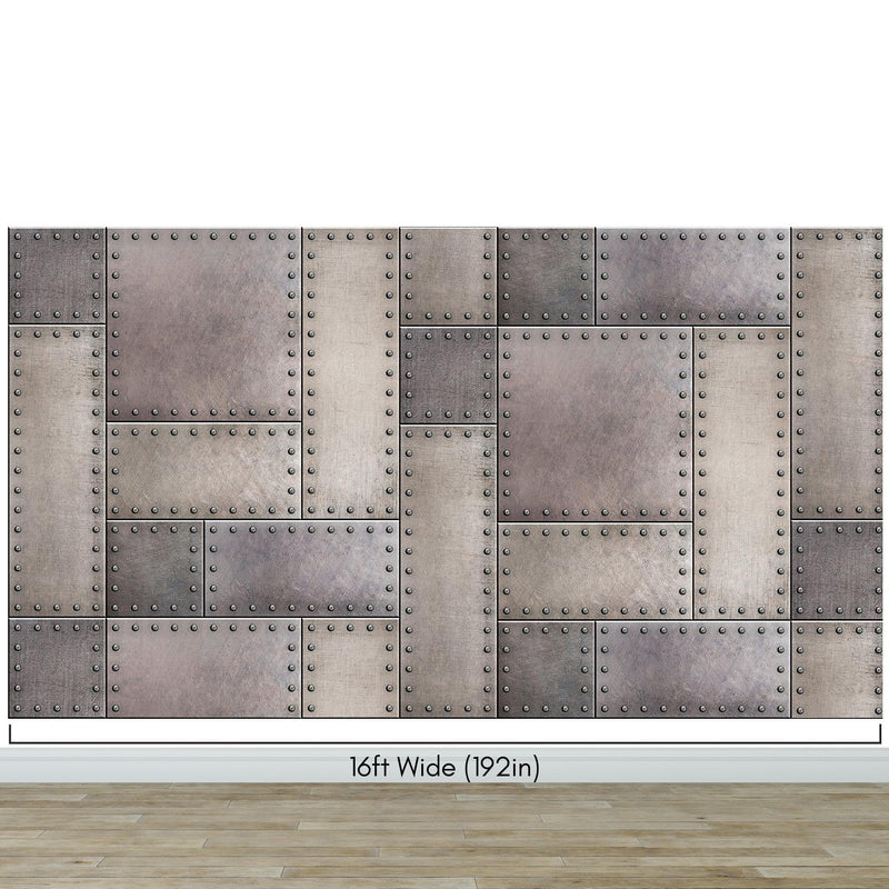 Rustic Metal Steel 3D Wallpaper Mural.