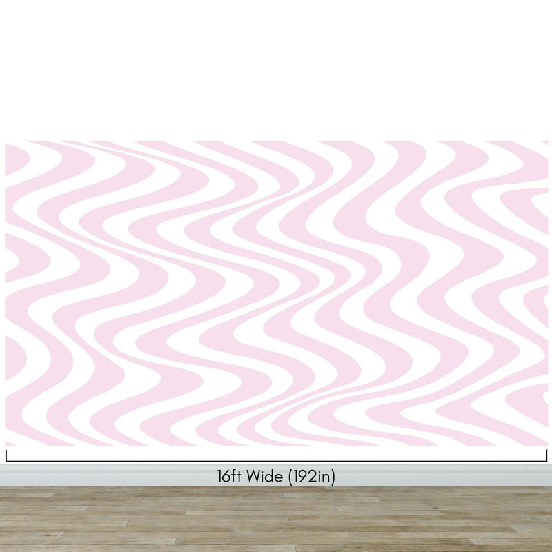 Pink Swirly Lines Abstract Wallpaper Mural.