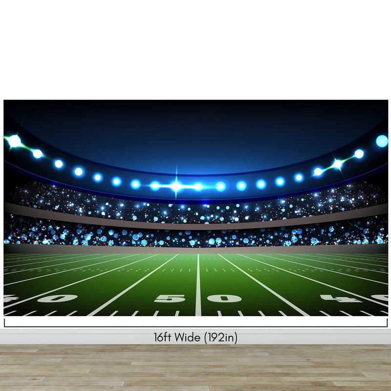 Football Stadium Wallpaper Mural. Bright lights over 50 yard line.