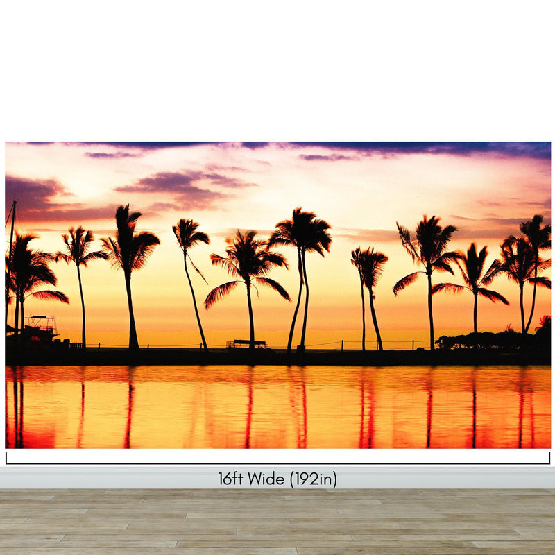 Tropical Sunset Palm Tree Paradise Wall Mural.