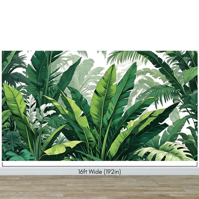 Rainforest Jungle Wallpaper. Banana Leaf Wall Mural.