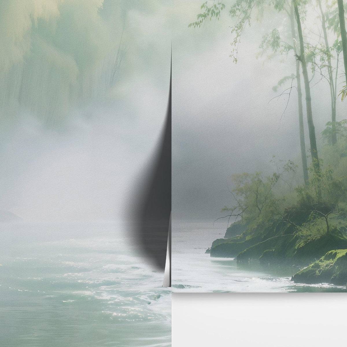 Foggy Bamboo Forest River Wallpaper Mural. #6986, photo 10 of 11
