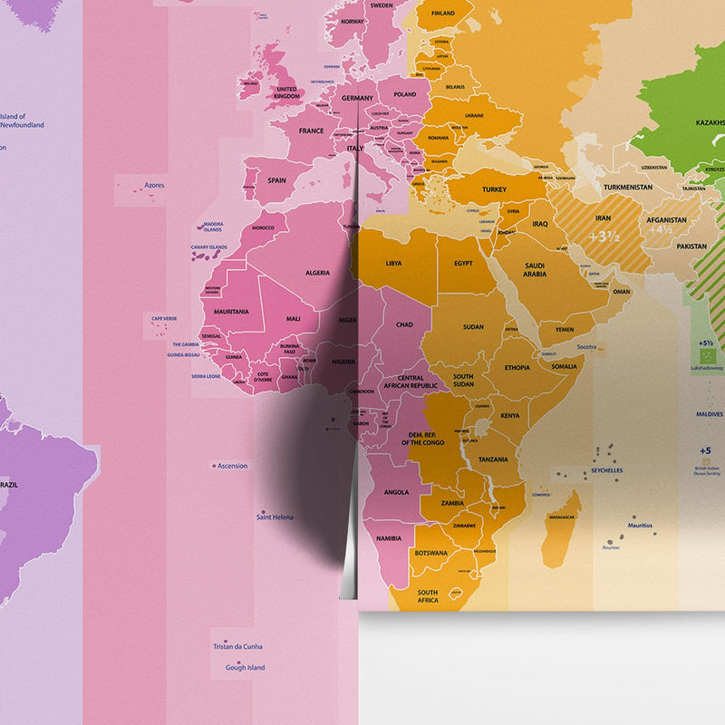 World Time Zone Wallpaper. Office Wall Mural.