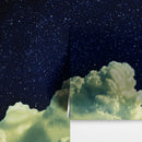 Dreamy Cloudy Night Among the Stars Wall Mural. Abstract Night Sky, Stars and Clouds. Peel and Stick Wallpaper.