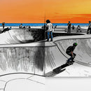 Vibrant Illustration of Skate Park Sunset Wall Mural.