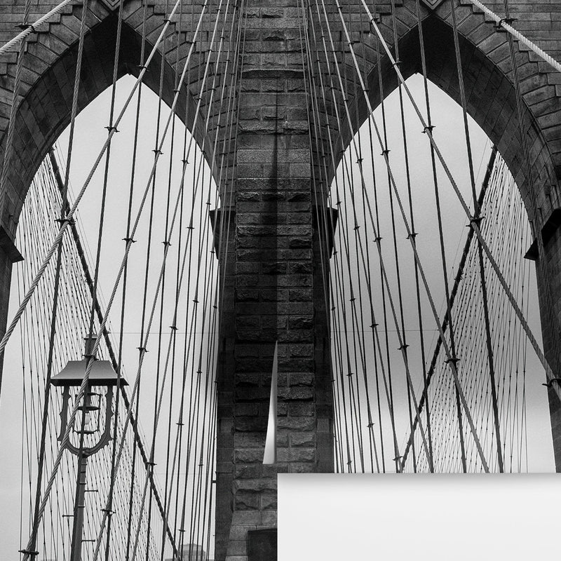 Black and White Brooklyn Bridge Wallpaper Mural. New York City Theme Decor.