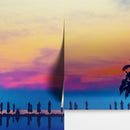 Tropical Night Wallpaper Mural – Miami Sunset Over Resort Pool & Beach.