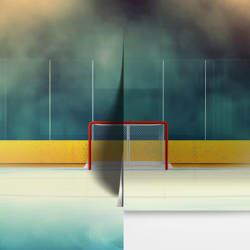 Hockey Rink Wallpaper Mural. Sports Theme Decor.