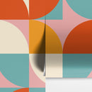 Geometric Shapes Contemporary Wall Mural. Pastel Color Orange, Pink, Blue, White.