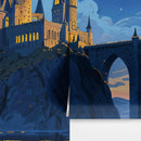 Magical Hogwarts Castle Twilight Wallpaper Mural. Wizardly World Fantasy Theme Wall Art.