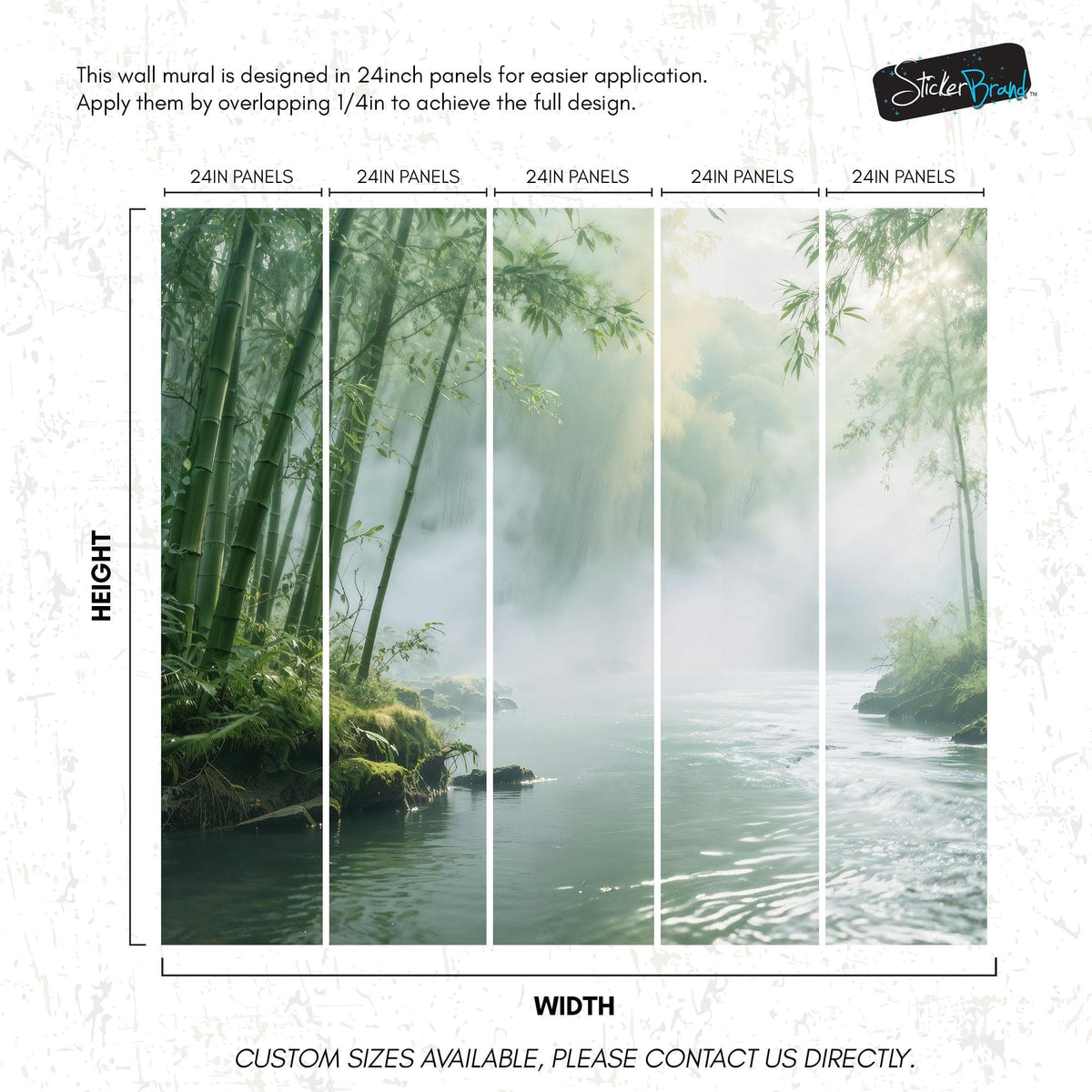 Foggy Bamboo Forest River Wallpaper Mural. #6986, photo 11 of 11