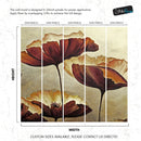 Sepia Poppies Flower Wall Mural. Vintage Botanical Wallpaper.